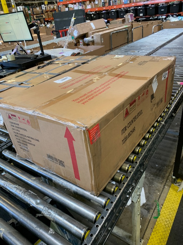 Photo 1 of Merax 25.5" Fabric Upholstered Wood and Cane Counter Stools with Backrest,Set of 2,French Country Barstools Chair