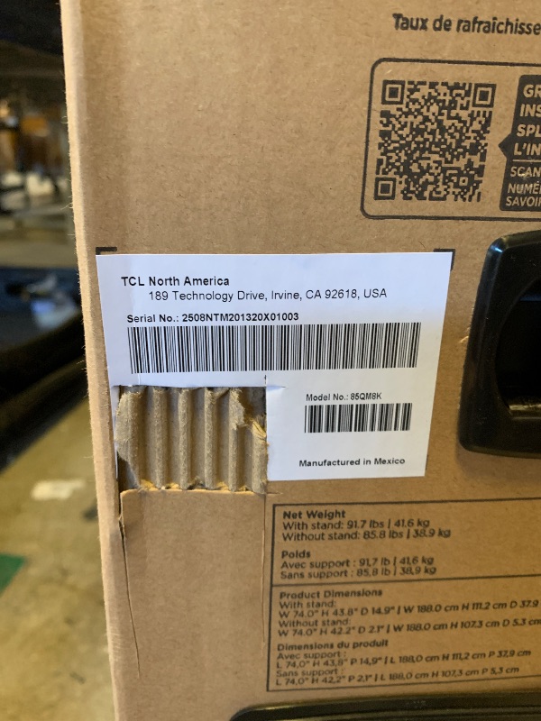 Photo 1 of TCL 85 Inch Class QM8K Series | Mini LED QLED 4K HDR | 85QM8K, 2025 Model | 120HZ-144HZ Anti Reflective Wide Angle Screen Smart Google TV Dolby Atmos | Voice Remote Alexa Gaming Streaming Television