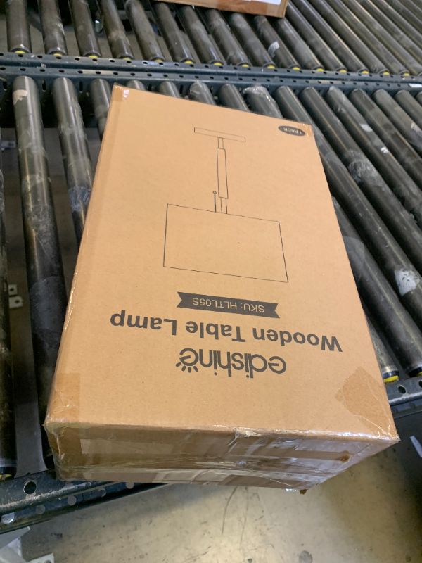 Photo 1 of EDISHINE Mid Century Table Lamp, Bedside Lamp with Pull Chain Switch, Solid Wood & Metal Pole, Modern Nightstand Table Lamp for Living Room, Bedroom, Office, Frosted Bronze & Wood Finish