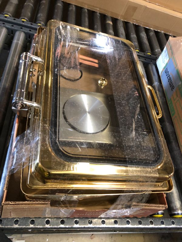 Photo 1 of Electric Chafing Dish, 9 QT Full Size Touch Screen Chafing Dishes for Buffet Roll Top Set Food Servers and Warmer with Glass Lid for Catering, Parties, Weddings, Gold