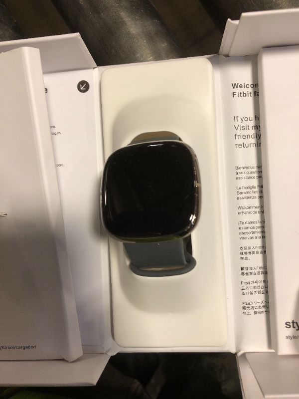 Photo 1 of Fitbit Sense Advanced Smartwatch with Tools for Heart Health, Stress Management & Skin Temperature Trends, Sage Grey/Silver, One Size (S & L Bands Included)