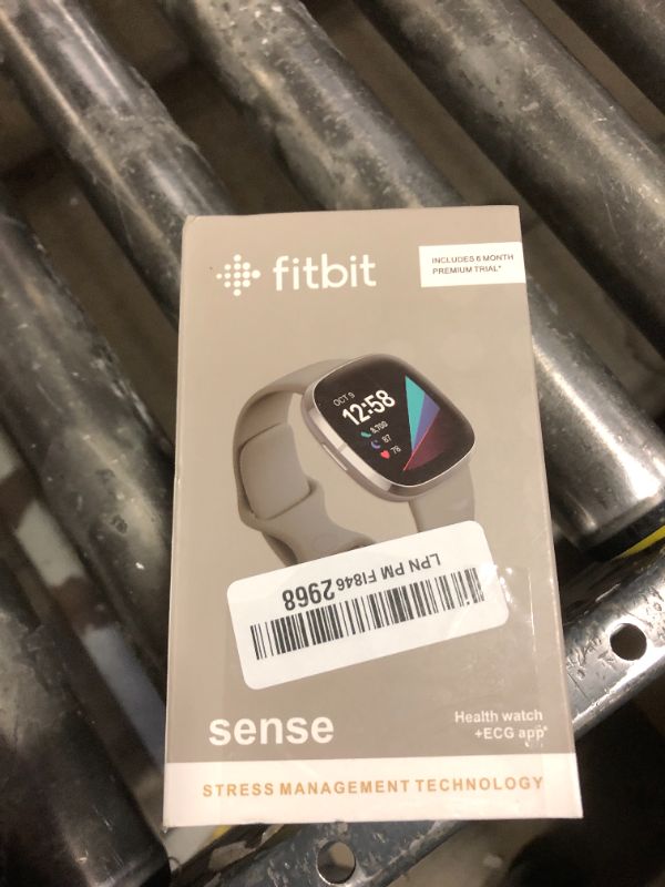 Photo 1 of Fitbit Sense Advanced Smartwatch with Tools for Heart Health, Stress Management & Skin Temperature Trends, Sage Grey/Silver, One Size (S & L Bands Included)