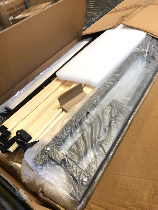 Photo 1 of HAOARA King Size Bed Frame,King Size Platform Bed Frame and Velvet Upholstered Headboard with Strong Wood Slats, Box Spring Optional, Mattress Foundation, Easy Assembly Beige