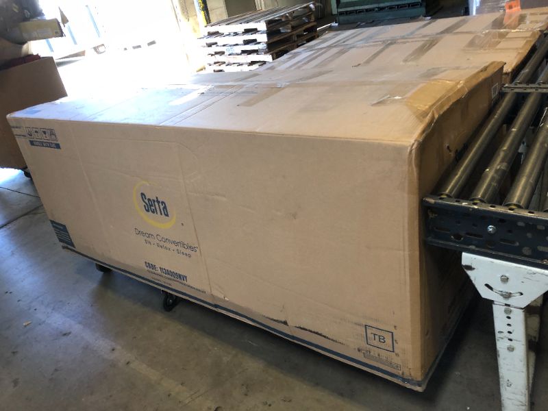 Photo 1 of Serta Glendale 90.2" Queen Size Wall-Hugging Convertible Sofa, Dreamcoil Comfort, Chenille Fabric, Navy