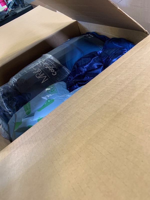Photo 1 of **USED** MR&HM Satin Comforter Full 7 Pieces - Luxurious Pinch Pleat Bedding Set with Comforter, Flat Sheet, Fitted Sheet, Pillowcases & Shams, Super Silky Soft Bed Set for All Season (Full, Navy Blue)