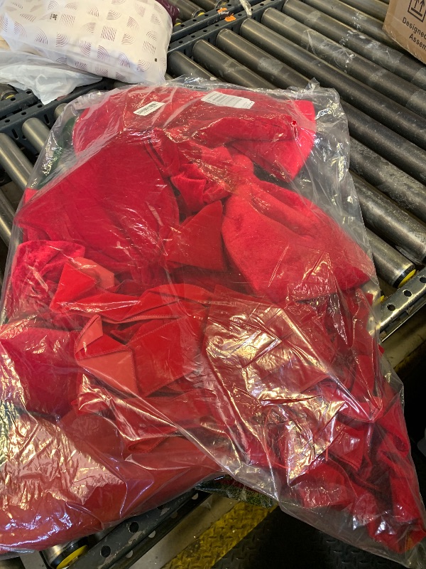 Photo 1 of Janinka 6 Pcs Christmas Red Velvet Bows Decoration Set Include 1 Large Red Bow Tree Topper, 1 Small Wreath Bow and 4 Velvet Chair Bows Sashes Holiday Decor for Christmas Tree, Wreaths, Dining Chairs