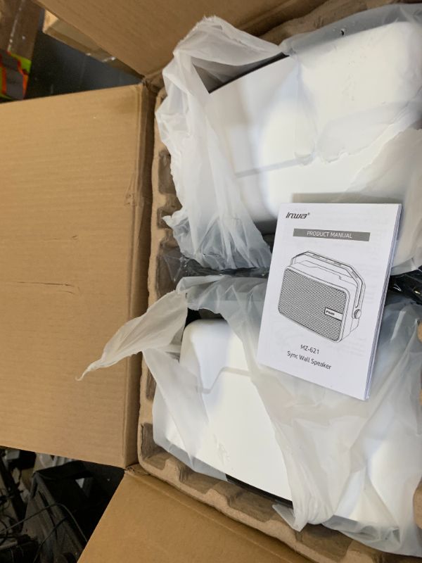 Photo 1 of Inwa Outdoor Bluetooth Speakers, IPX5 Waterproof 400W Wall Mount Speaker, Powerful Indoor/Outdoor Sound System, Wireless Sync Up to 100 Speakers, Suitable for Patio/Porch/Gazebo/Garage(MZ-621, Pair)