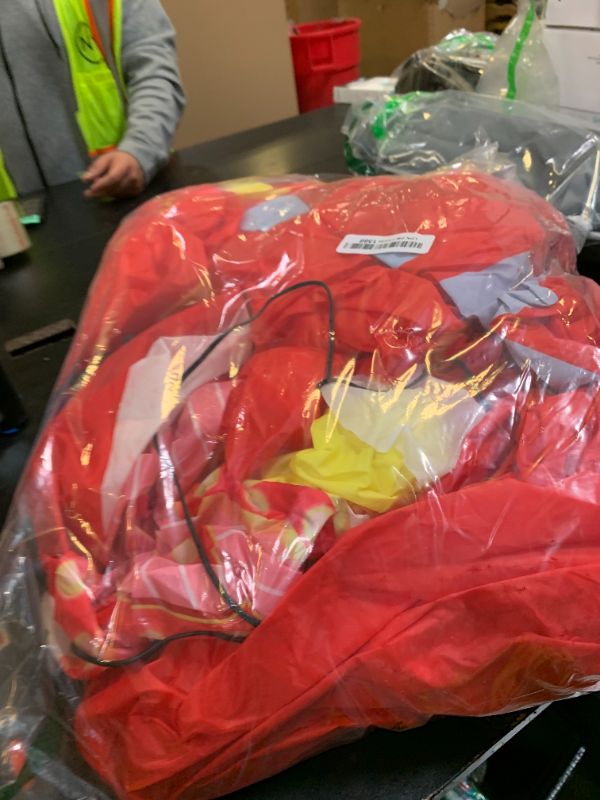 Photo 1 of 10ft Circus Party Decorations Inflatable Arch Blow up Tent Built in LED Lights Red and White Striped Archway for Circus Carnival Theme Birthday Party Decoration Outdoor Yard Garden Halloween Decor