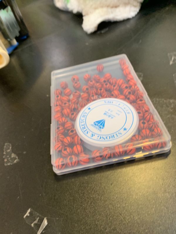 Photo 1 of 100pcs Basketball Beads with 5.5 Yard Elastic Rope,Acrylic Sports Beads DIY Spacer Bead for Necklace Bracelet Keychains Handmade Jewelry Making Accessories Craft Supplies,12mm(Basketball)