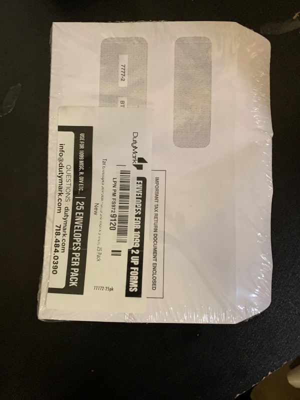 Photo 1 of 1099 MISC Tax Envelopes - Designed for 1099 Laser Forms, Misc, Div, Int, R, in 1098, form QuickBooks or Similar Tax Software, Self-Seal Double-Window Security tinded -5 5/8 Inch x 9 Inch, 25 Envelopes