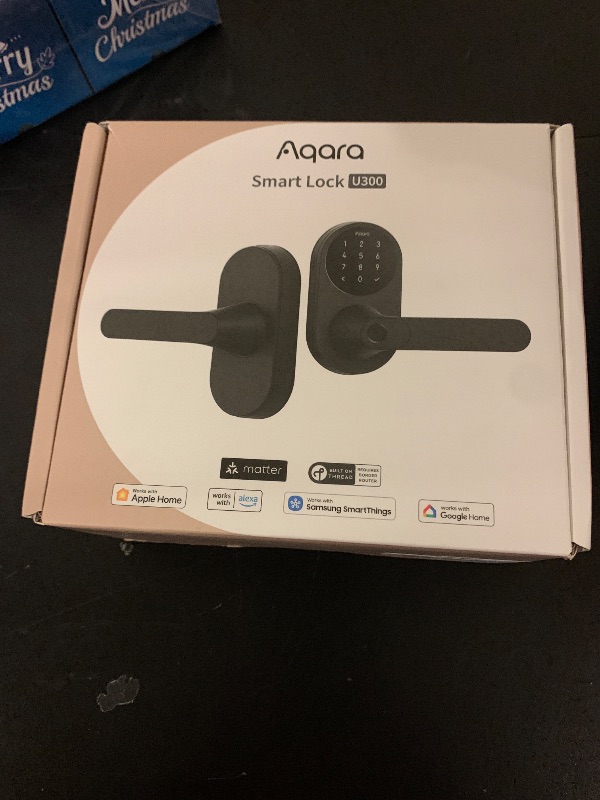 Photo 1 of Aqara Smart Lock U300, Fingerprint Keyless Entry Door Lock with Handle, Matter Over Thread with Apple Home Keys, Touchscreen Keypad, Smart Lever Lock Supports Apple Home, Alexa, Google, IFTTT, Black