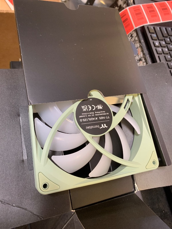 Photo 1 of Thermaltake CT140 EX ARGB Reverse PC Cooling Fan Matcha Green 3-Fan Pack, Magnetic Connection, 5V Motherboard Sync, 16.8 Million Colors 9 Addressable LEDs, 140 mm Case/Radiator Fan, CL-F199-PL14MG-A