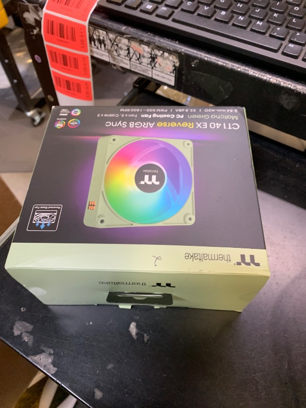 Photo 1 of Thermaltake CT140 EX ARGB Reverse PC Cooling Fan Matcha Green 3-Fan Pack, Magnetic Connection, 5V Motherboard Sync, 16.8 Million Colors 9 Addressable LEDs, 140 mm Case/Radiator Fan, CL-F199-PL14MG-A