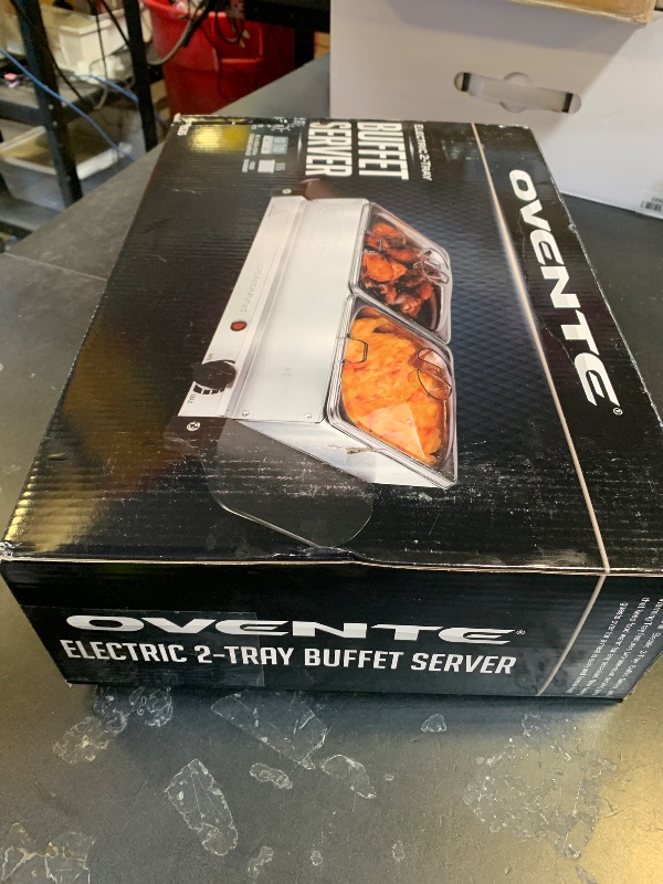 Photo 1 of OVENTE Electric Buffet Server & Food Warmer with Two 1.5 Qt Stainless Steel Chafing Dishes, Adjustable Temperature Control – Warming Tray for Parties, Dinners & Events, Silver FW152S