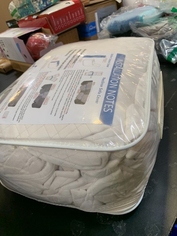 Photo 1 of YUEVELLA Velvet 1OO% Waterproof Reclining Sectional Couch Covers for Sectional Sofa L Shape 7-Piece Quilted Corner Recliner Sofa Cover Slipcovers Set Washable (5 Seater, Cream White)