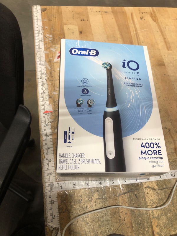 Photo 1 of **FACTORY SEALED** Oral-B iO Deep Clean Rechargeable Electric Powered Toothbrush, Black with iO Series 3 Limited, 2 Brush Heads and Travel Case - Pressure Sensor to Protect Gums - 3 Cleaning Settings - 2 Minute Timer
