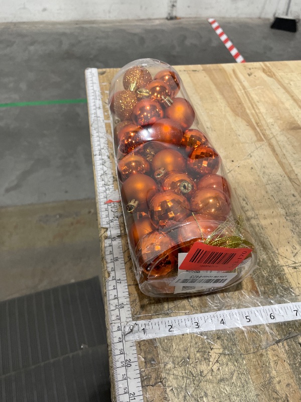 View 2 of 1.57" Orange Christmas Balls Ornaments 40 Pcs Shatterproof Christmas Ornaments Set Halloween Balls Ornament Orange Ornament for Xmas Tree Holiday Party