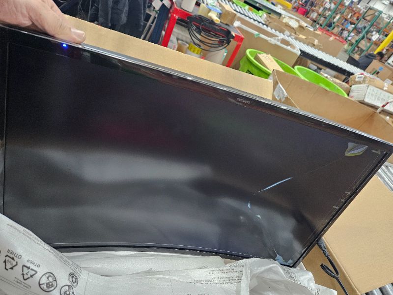 Photo 1 of ** For parts only, screen is damaged *** Samsung 27" Essential S3 (S36GD) Series FHD 1800R Curved Computer Monitor, 100Hz, Game Mode, Advanced Eye Comfort, HDMI and D-sub Ports, LS27D366GANXZA, 2024