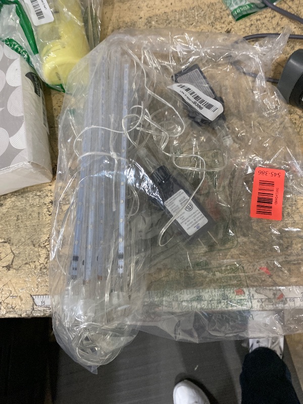 Photo 1 of 2 Pack Christmas Decorations Lights Outdoor, Extendable Meteor Shower Lights with Timer, Total 384LED 30cm 16 Tubes Indoor Outdoor Snow Cascading String Light for Xmas Party Yard Decor (Red and Green)