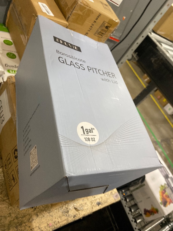 Photo 1 of 1 Gallon thickened Glass Pitcher with Lid and Spout, Borosilicate Glass Carafe for Hot/Cold Drink, Water Pitchers for Fridge, Extra Large Jug with Handle for Iced Tea, Coffee,Juice,Homemade Beverage