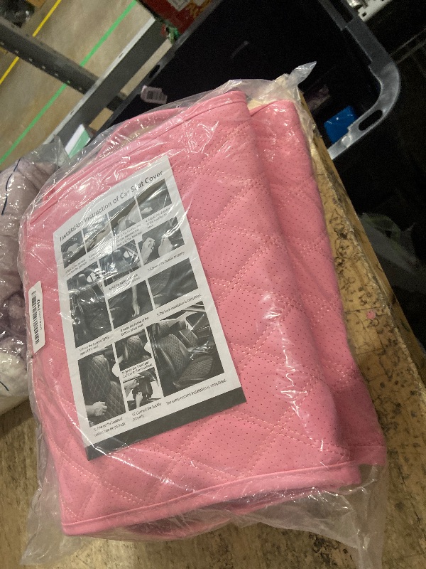 Photo 1 of ***(STOCK PHOTO FOR REFERENCE ONLY/ ALL PINK)***BaoLL  Front Car Seat Covers, Leather Seat Covers with Steering Wheel Cover and Two Seat Belt Pads, Waterproof Seat Covers for Cars Universal Fit 95% Vehicles (Pink)