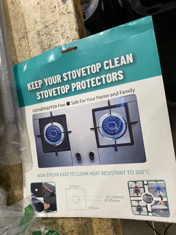 Photo 1 of 10 Pack Stove Burner Covers - Non-stick Reusable Teflon Range Guard Protectors for Gas Stove Top, Easy to Clean,Cutable, Black, 0.2 mm,10.6” x 10.6”