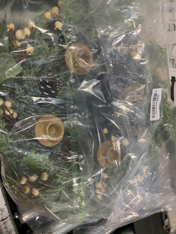 Photo 1 of ? Trfdhm Candle Holder Wreath, Christmas Advent Centerpiece Decor,20 inch Candle Wreath Decorations for Table Indoor Home & Church ?