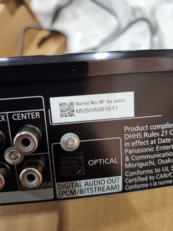 Photo 1 of ***********NON-FUNCTIONAL, FOR PARTS ONLY*************
Panasonic Streaming Blu Ray DVD Player, 4K Blu Ray Player with Dolby Vision and HDR10+ Ultra HD Premium Video Playback, Hi-Res Audio, Voice Assist - DP-UB820-K (Black)