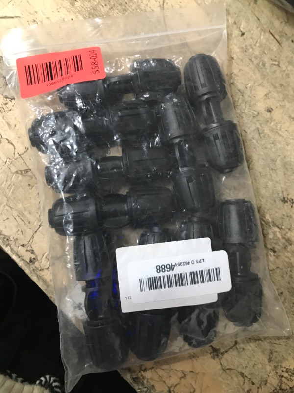 Photo 1 of 10 Pack 1/2 Inch Drip Irrigation Coupling Connectors (1/2" ID x 0.65" OD) - 1/2'' Drip Line Anti-Drop Barbed Locked Straight Connectors for 1/2 Inch Drip Tubing Garden Irrigation System