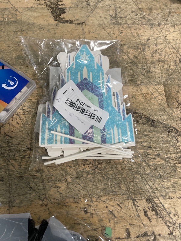 Photo 1 of 10 Pcs Cute Birthday Cake Toppers, Snow Theme Party Princess Cake Decorations, for Ice Party Supplies