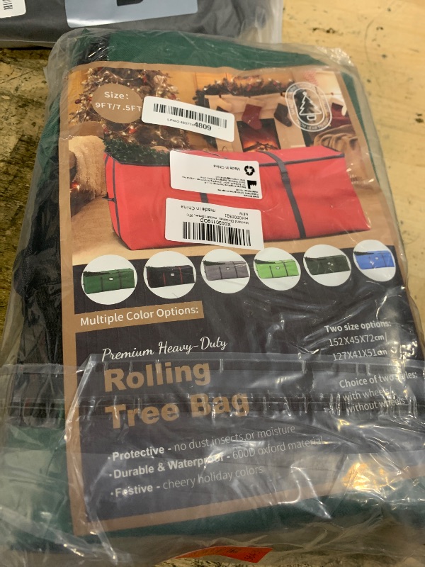 Photo 1 of *NOT ROLLING* Mrrihand Christmas Tree Storage Bag, Large Artificial Christmas Tree, 9 Ft Anti-Tear Heavy-Duty 600D Oxford Cloth Christmas Tree Storage Box with Handles, Christmas Tree Storage Container (Green, 9Ft)