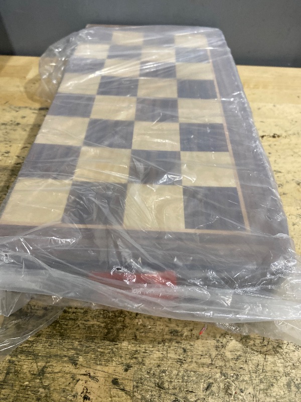 Photo 1 of 2 in 1 Magnetic Chess Set & Checkers Board Game, 15" Wooden Folding Chess Board with 2 Extra Queens, Portable Travel Chess Set with Pieces Storage Slots, Beginner Chess Board Game for Adults & Kids