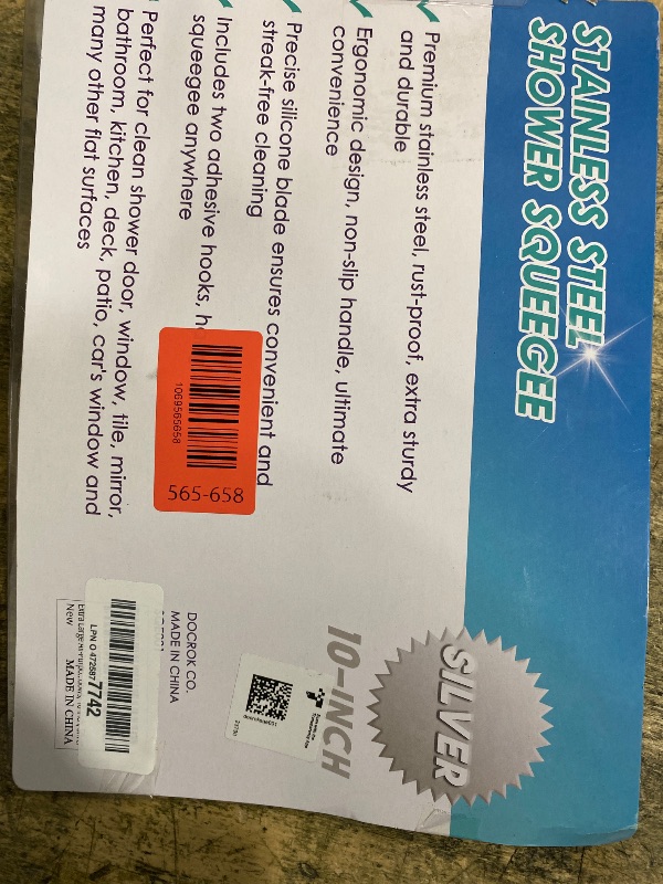 Photo 1 of *** adhesive hooks missing All-Purpose Stainless Steel Shower Squeegee for Shower Glass Door , Bathroom Cleaner Tool Household Window Mirror Squeegee , Cleaning Tile Wall, Car, 10 Inch Silver