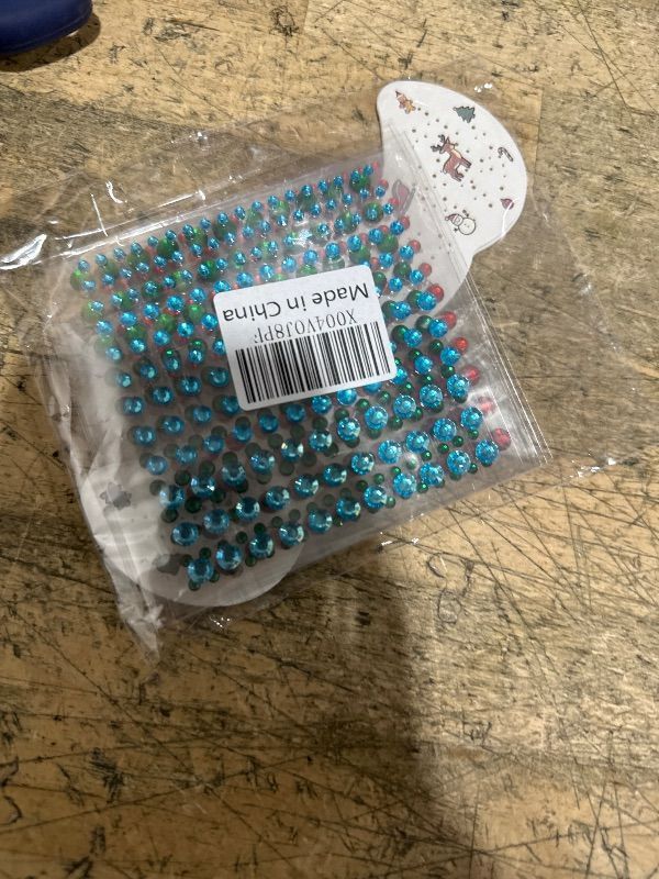 Photo 1 of 15 PCS Christmas Face Temporary Tattoos, With Red Green White Face Gems Glitter Freckles Face Tattoo for Women, Waterproof Christmas Accessories Face Makeup for Cosplay Party Supplies