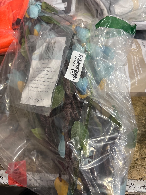 Photo 1 of 160cm/63inch Bendable Artificial Magnolia Flower Tree Branches Garland Orchid Door Hanging Floral Vines Wreath for Wedding Sign Arch Wall Backdrop Home Garden Mantel Decoration (Blue)