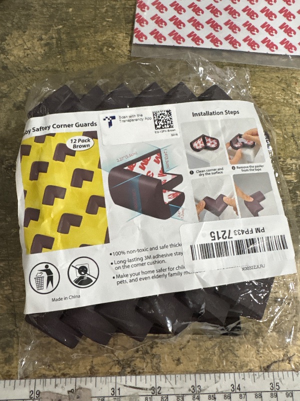 Photo 1 of 12 Pack Soft Corner Protector Baby Proofing Edge and Corner Guards, Table Corner Protectors for Furniture, Safety Pre-Taped Rubber Corner Covers for Fireplace, Stair, Cabinet (Brown)