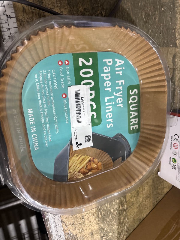 Photo 1 of 200PCS Air Fryer Liners Disposable: Square 7.9 Inch Non-Stick Airfryer Paper Liners - Food Grade Parchment Paper for 5 6 7 8 QT Air Fryer Baking and Roasting - Waterproof and OilProof (9 Inch on Top)