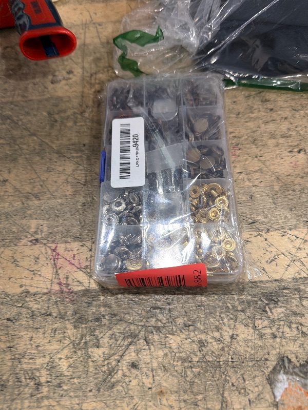 Photo 1 of 100 Set Snap Fasteners Leather Snaps Button Kit Press Studs with 4 Pieces Fixing Tools, 12.5 mm in Diameter