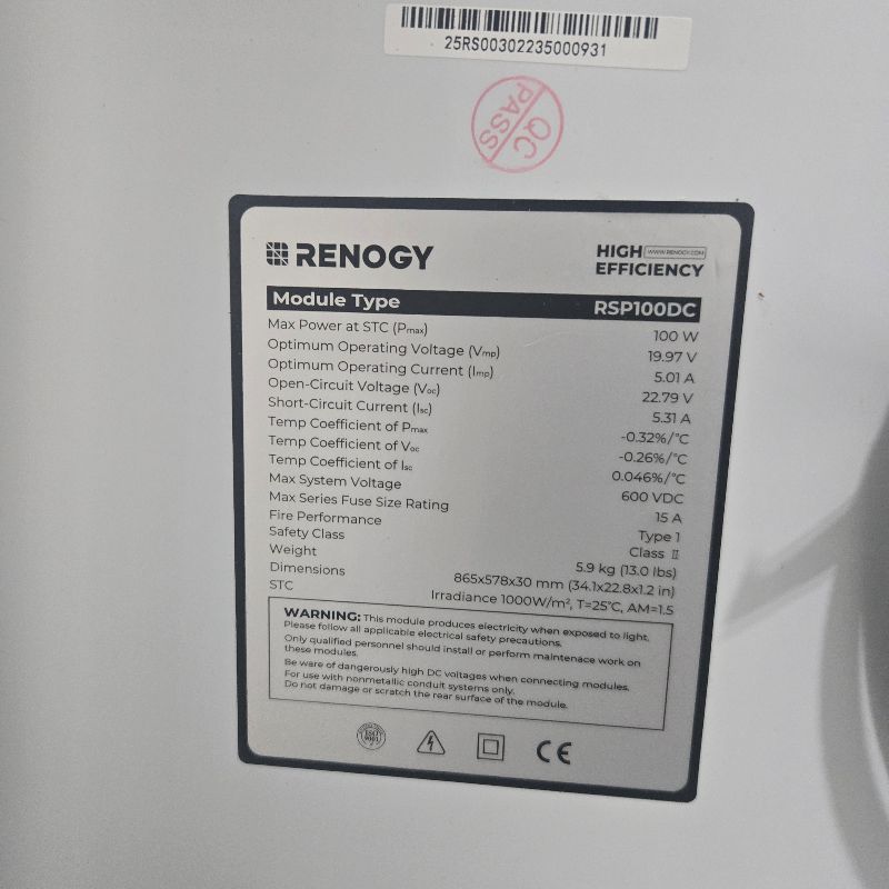 Photo 1 of ** FOR PARTS ONLY ** 
Renogy 400 Watt Solar Panel Ntype, 4PCS 12V 100 Watt Solar Panels 16BB 25% High-Efficiency, Ntype Solar Panel for RV Marine Boat Trailer Camper Rooftop Farm and Other Off-Grid System