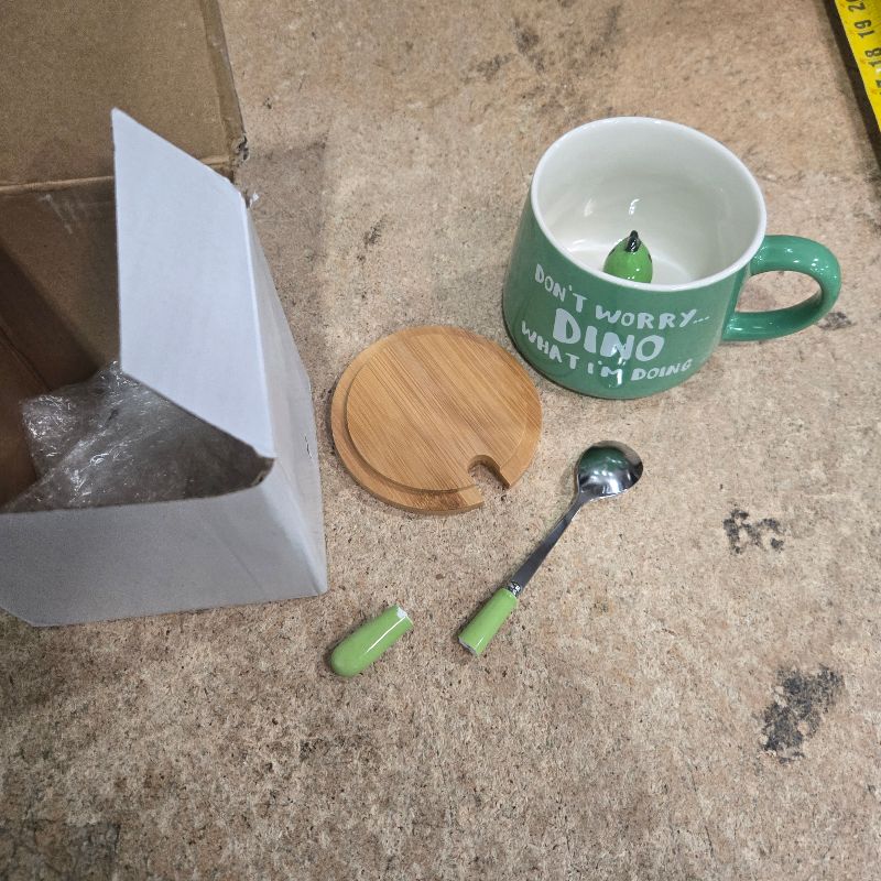 Photo 1 of **spoon broken** BigNoseDeer Cute Dinosaur Mug Ceramic Coffee Mug with 3D Cartoon Dino Inside,Funny Mugs with lid Spoon,White Elephant Gifts for Adults,Gag Gifts for Women Animal Gift Cute Stuff Cool Stuff