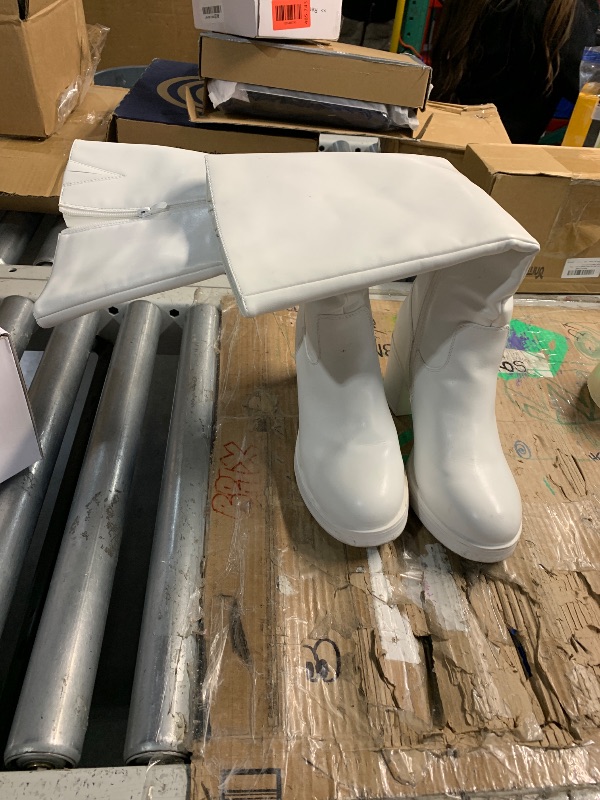 View 3 of ***(JHEAVILY USED/ MINOR DAMAGE)***DREAM PAIRS Women's Knee High Boots Chunky Platform Heel Round Toe Boots for Women Side Zipper Stylish Comfortable Tall Boots,Size 9.5,White,DWUMKB2516