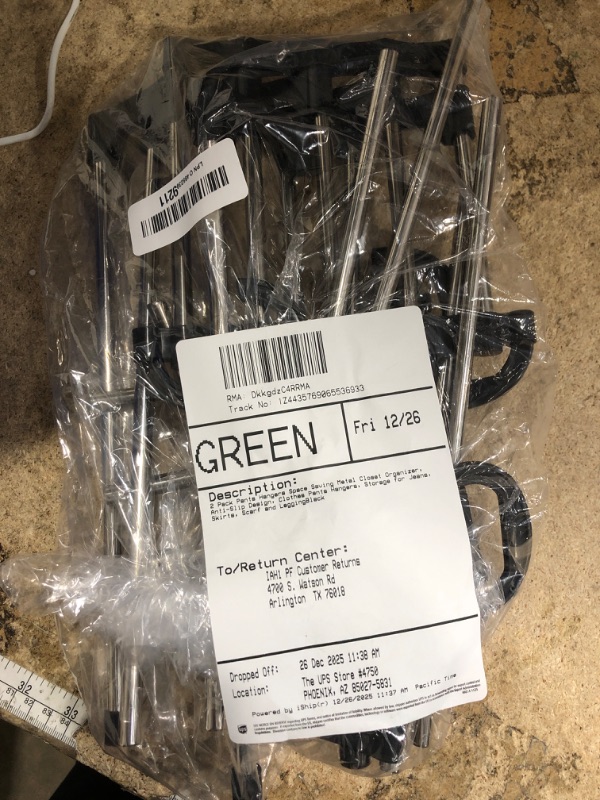 Photo 1 of 2 Pack Pants Hangers Space Saving Metal Closet Organizer, Anti-Slip Design, Clothes Pants Hangers, Storage for Jeans, Skirts, Scarf and Legging(Black)