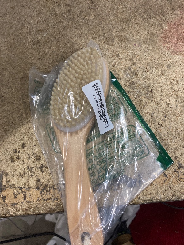 Photo 1 of 100% Natural Boar Bristle Body Brush with Contoured Wooden Handle by TOUCH ME