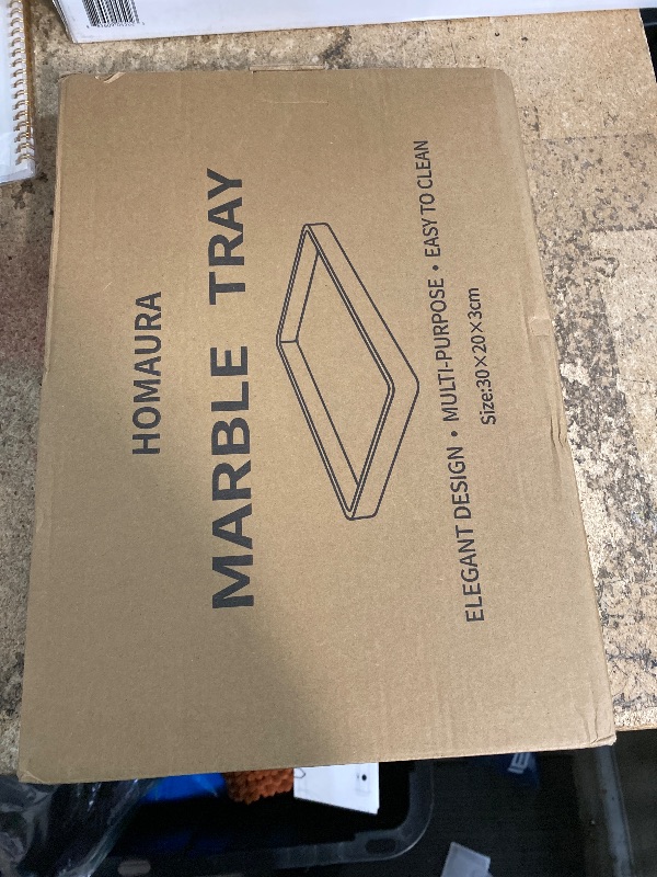 Photo 1 of (minor chips) Homaura Marble Bathroom Tray for Countertop & Home Decor, Natural Decorative Marble Tray for Jewelry & Perfume Organizer, Luxury Stone Vanity Trays for Dresser, Kitchen Counter, 12" x 8", Jade Green