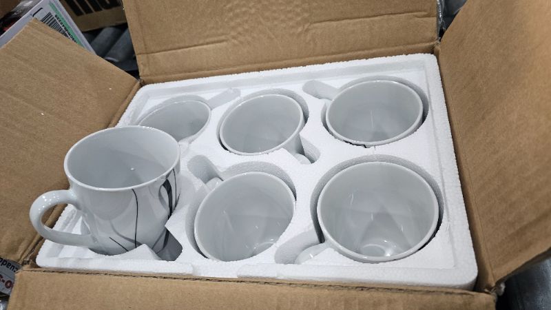 Photo 1 of **MINOR CHIP***VEWEET Ceramic Coffee Mugs Set of 6, 11 OZ Coffee Cups Set with Handle, White Mugs Set Porcelain Cup Set for Kitchen, Microwave Dishwasher Safe, Series Fiona