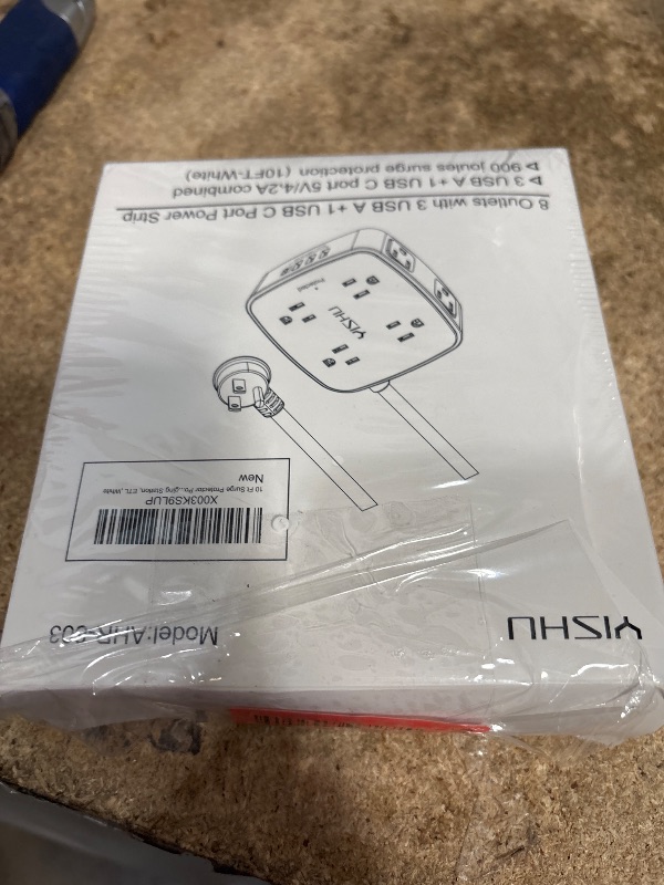 Photo 1 of 10 Ft Surge Protector Power Strip - YISHU 3 Side Outlet Extender with 8 Widely AC Outlets and 4 USB Ports, 10 Feet Extension Cord with Flat Plug, Wall Mount Desk USB Charging Station, ETL,White