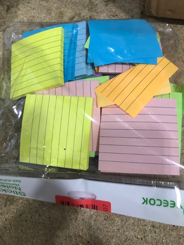 Photo 1 of (18 Pads) Lined Sticky Notes 3x3 in Bright Ruled Post Stickies Colorful Super Sticking Power Memo Pads