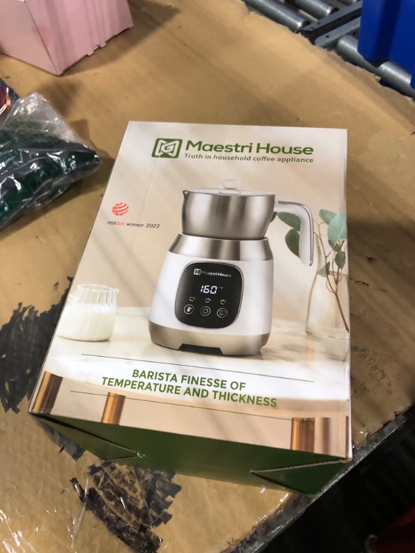 Photo 1 of ***MISSING POT*** Maestri House Milk Frother, Variable Temp and Froth Thickness DualFro 600 Milk Frother Steamer, 21OZ Smart Touch Control Milk Warmer, Dishwasher Safe, Memory Function for Latte&Hot Chocolate (White)