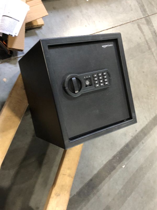 Photo 1 of ***FINAL SALE, NO KEY, NO RETURNS***Amazon Basics Steel Home Security Electronic Safe with Digital Keypad, Programmable Lock for Important Documents, Jewelry, Valuables, 1.2 Cubic Feet, Black, 13"W x 13"D x 14.2"H