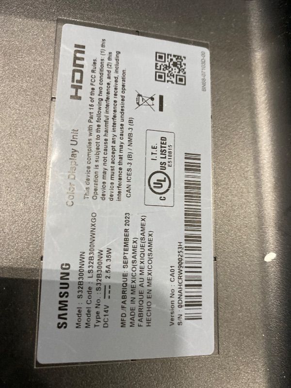 Photo 1 of ***DIFFERENT SN FROM BOX*** Samsung 32-Inch Flat Computer Monitor, 75Hz, Borderless Display, AMD FreeSync, Game Mode, Advanced Eye Care, HDMI and DisplayPort, LS32B304NWNXGO, 2024